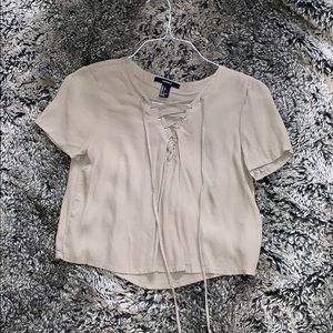 10 cropped tie up shirt